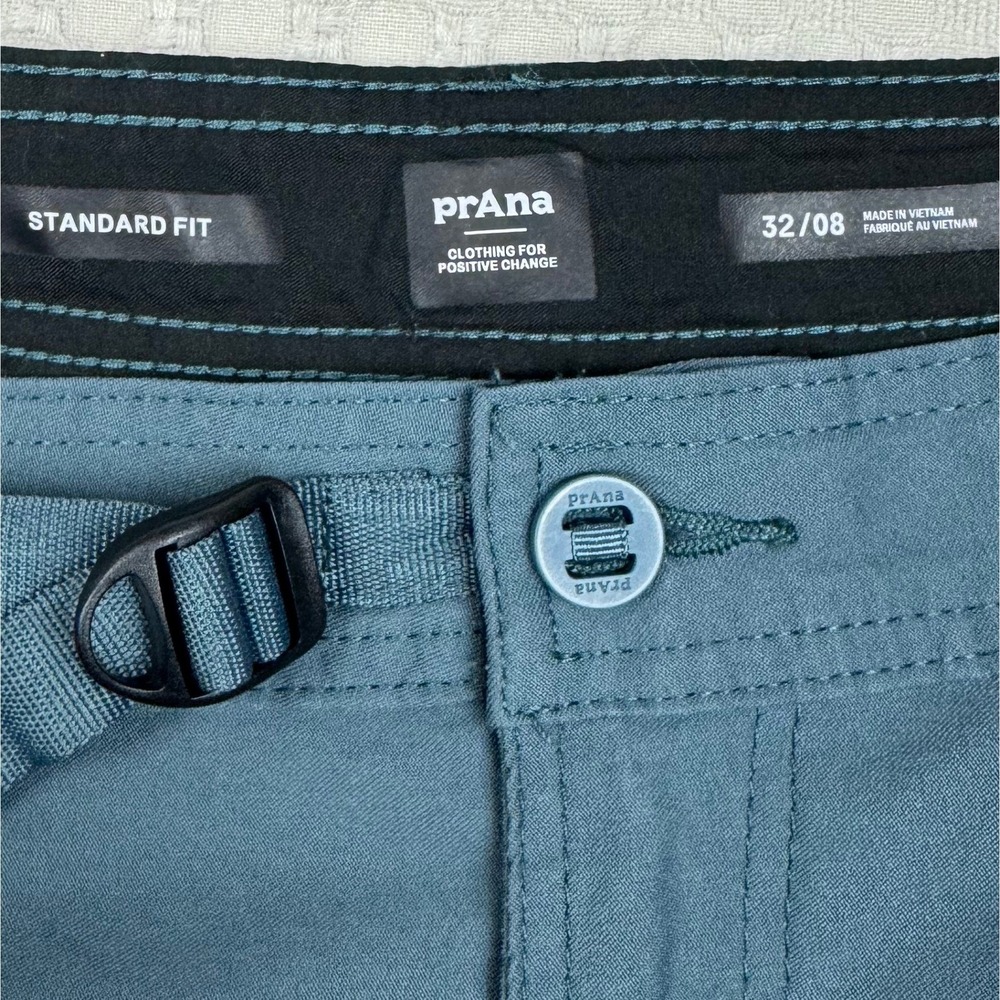 Prana Zion Stretch Outdoor Shorts Mens 32 Blue Cargo Standard Fit 8" Hiking - Picture 3 of 14